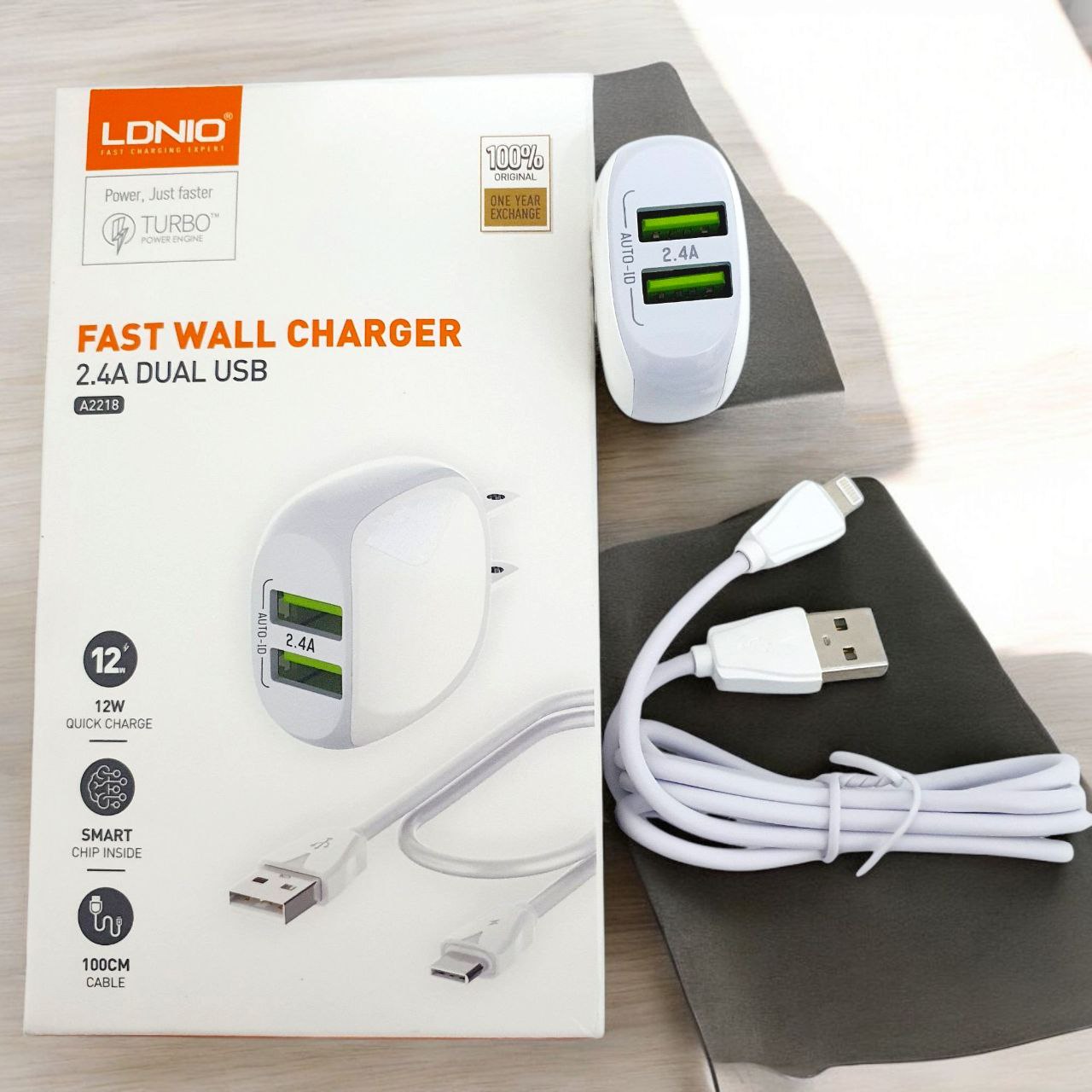 Combo Cable Ldnio cable tipo iPhone + Adaptador