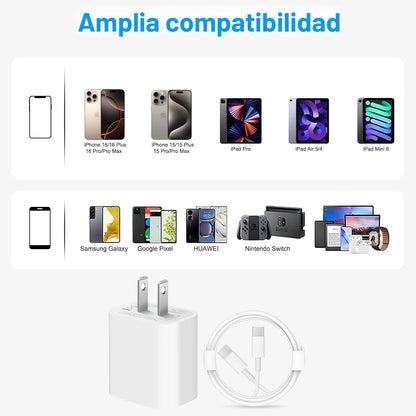 Combo Cargador Rápido Tipo C a tipo C(Cable + Cubo)
